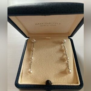 Mikimoto chain drop earrings, they 
can worn as dangling or studs, 18k WG, A+
